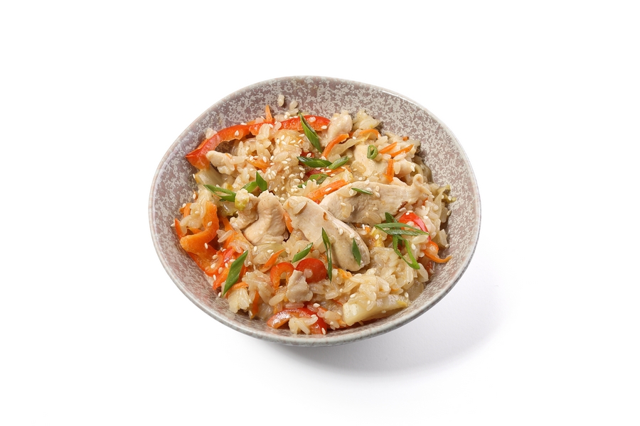 Рис с курицей и соусом гальби